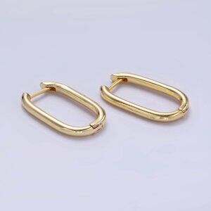 24K Gold Filled 20mm Minimalist Oblong Hoop Earrings